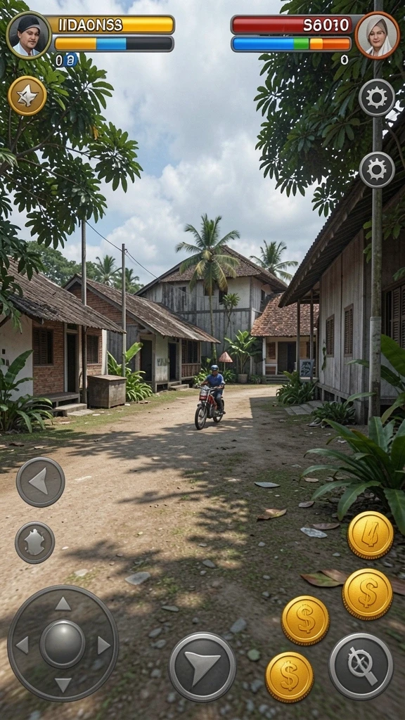 Level menantang dengan latar belakang yang indah.